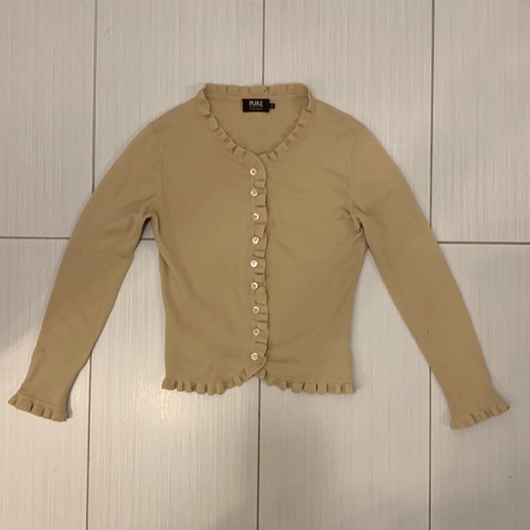 Pure Collection Sweaters - Pure Collection Cashmere Ruffle Edge Cardigan